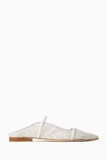 حذاء مورين مفتوح من الخلف بكعب مسطح دانتيل وجلد