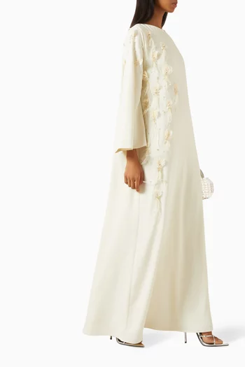 Feather-trim Kaftan in Crepe