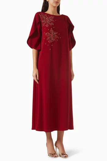Bead-embellished Kaftan in Crepe
