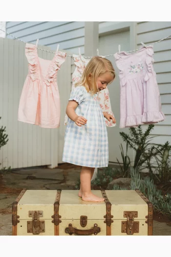 Bonnie Embroidered Gingham Dress in Cotton