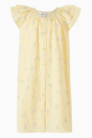 Bonnie Floral-embroidered Dress in Cotton-linen