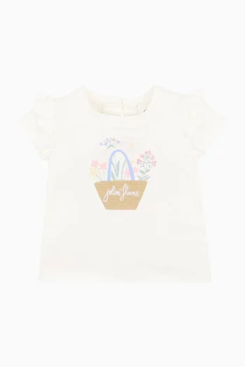 Bonnie Floral-embroidered T-shirt in Cotton