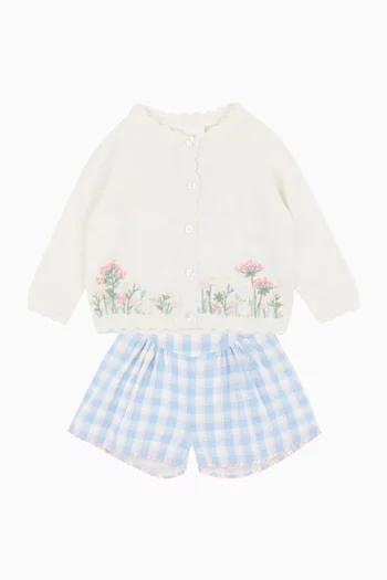 Bonnie Floral-embroidered Cardigan in Cotton-knit