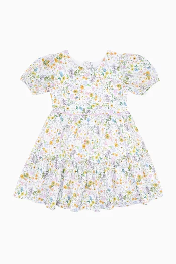 Zara Floral-print Open-back Dress in Cotton