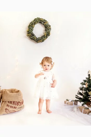 فستان مطرز بالترتر تول