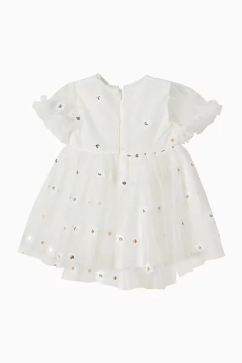 فستان مطرز بالترتر تول