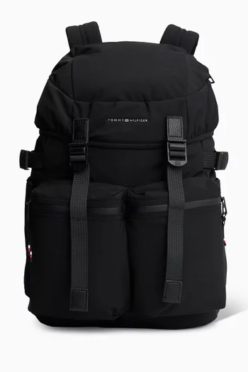 Logo Travel Flap Backpack in Nylon