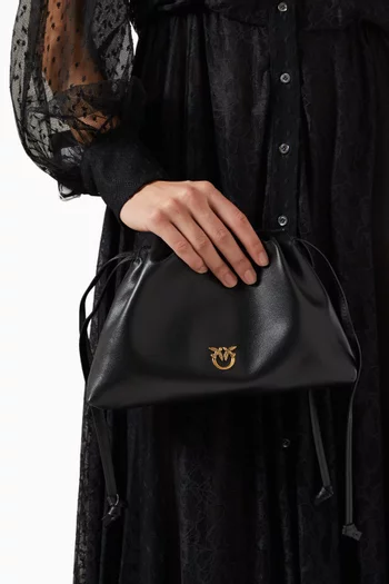 Mini Drawstring Clutch in Calfskin Leather