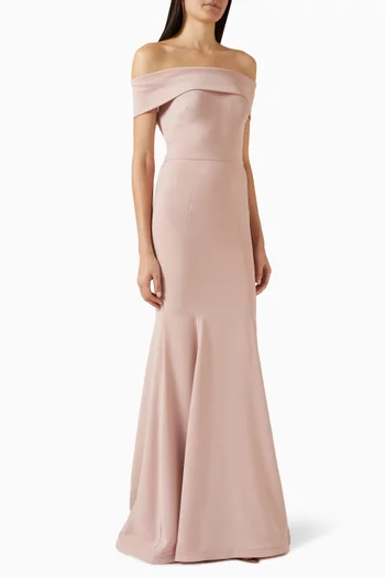 Off-shoulder Mermaid Gown in Crepe