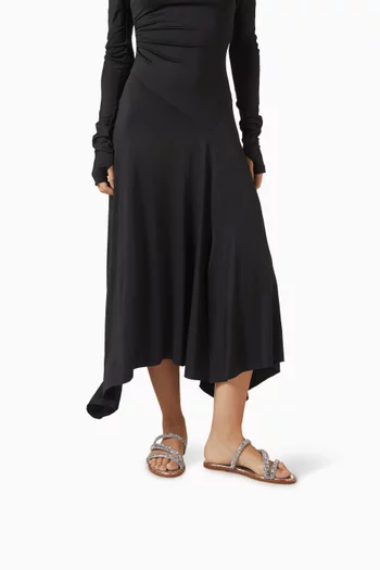 Crystal-embellished Sandals in Metallic Leather