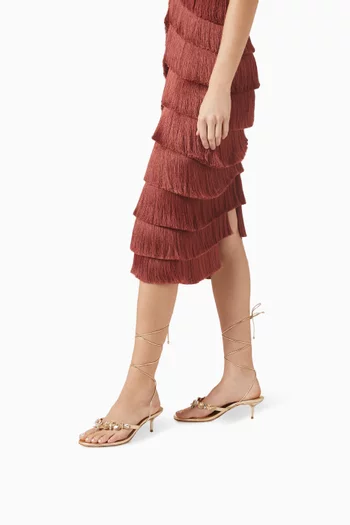 Embellished Lace-up Sandals in Leather