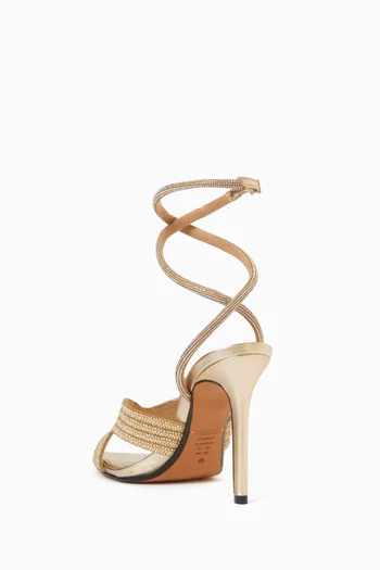 صندل مرصع بالكريستال بكعب 95 مم جلد لامع