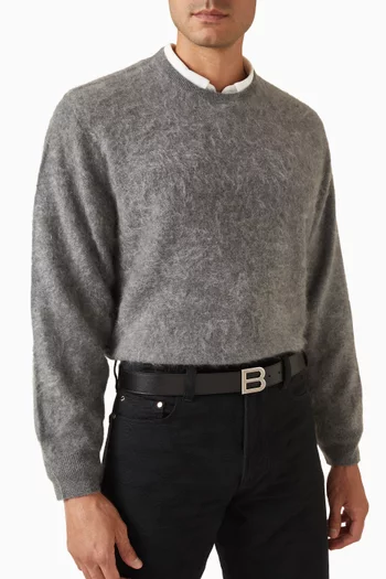 حزام بوجهين وإبزيم على شكل حرف B جلد