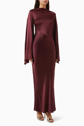Ondas Maxi Dress in Silk Satin