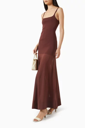 فستان بحافة مستديرة حرير شفاف