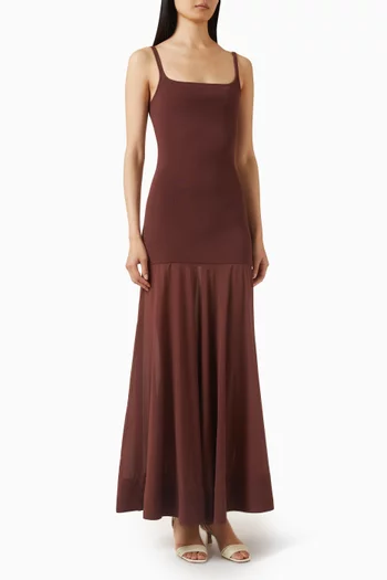 فستان بحافة مستديرة حرير شفاف