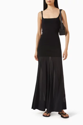 فستان بحافة مستديرة حرير شفاف