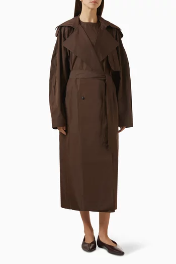 معطف ترنش بقصة فضفاضة قماش تفتا ورقي