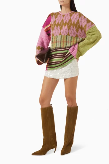 Floral Paillette Mini Skirt