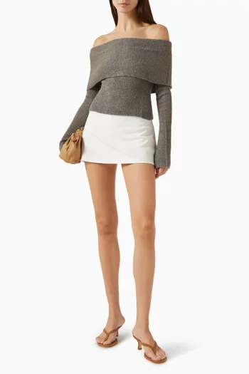 Off-shoulder Rib-knit Top