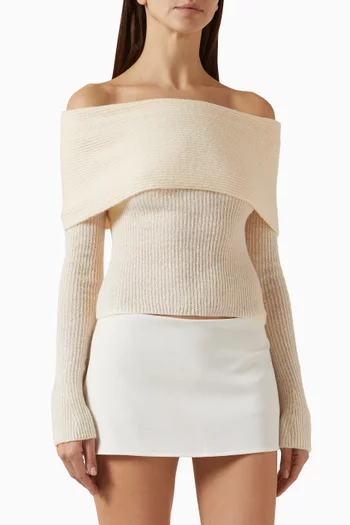Off-shoulder Rib-knit Top