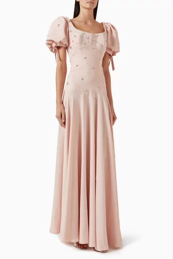 Luana Embellished Dress in Crepe