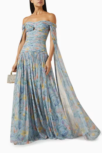Calabria Off-shoulder Gown in Chiffon