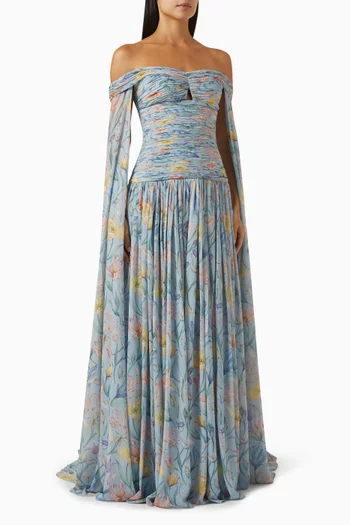 Calabria Off-shoulder Gown in Chiffon