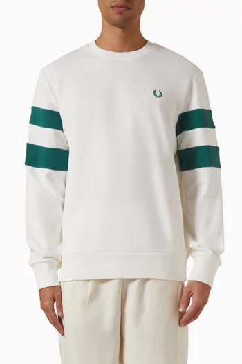 سويت شيرت بأكمام مزينة بأشرطة مخملية قطن