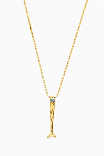 قلادة فينج شوي فيش فضة إسترلينية مطلية بالروديوم