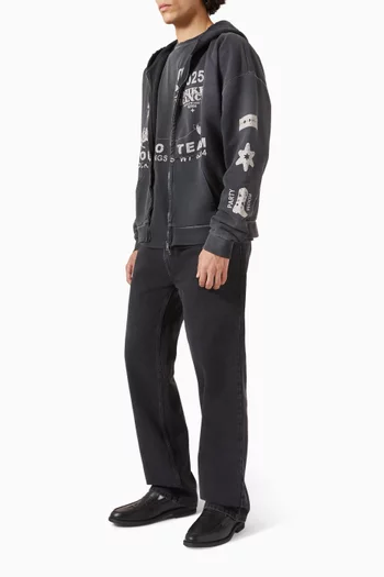 كنزة بغطاء رأس وسحّاب فينتج بطبعة Rodeo Team قطن