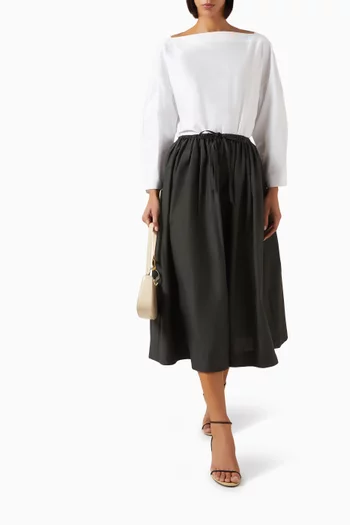 Drawstring Midi Skirt in Cotton