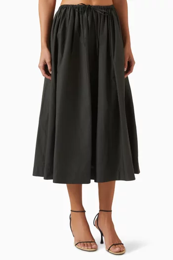 Drawstring Midi Skirt in Cotton