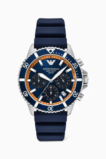 World Explorer Solar-powered Chronograph Watch, 43mm