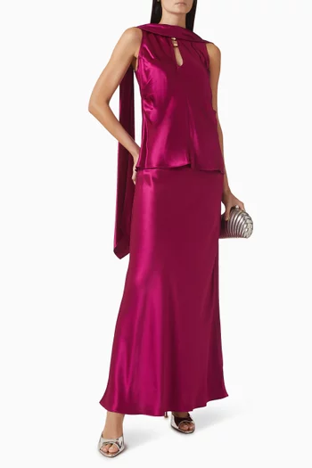 Shortgreen Maxi Skirt in Satin