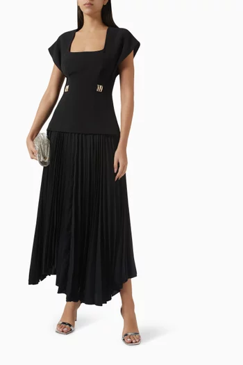 Bollow Pleated Dress