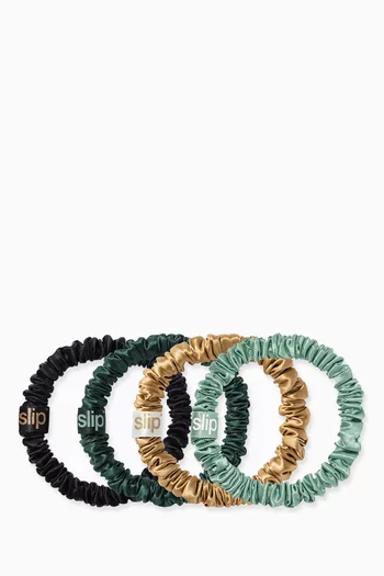 مجموعة ربطات شعر سويتي باي حرير رفيعة في عبوة بتصميم زينة لشجرة الكريسماس، 4 قطع