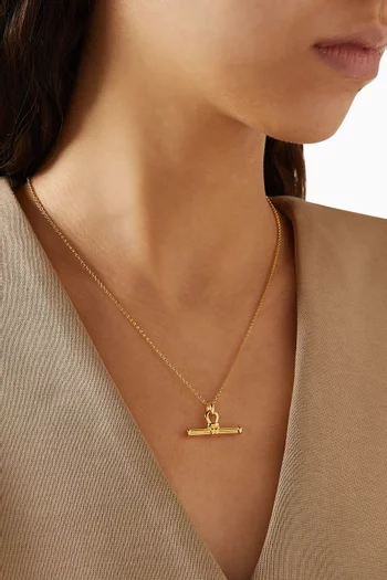 Ridge T-bar Chain Necklace in 18kt Gold-plated Brass