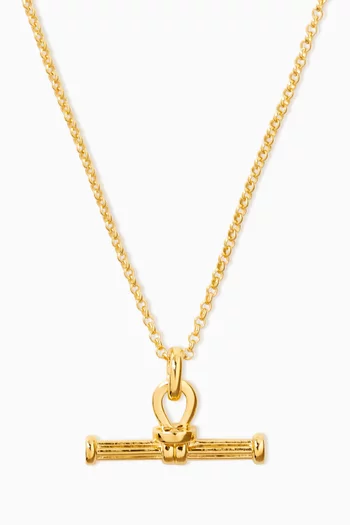 Ridge T-bar Chain Necklace in 18kt Gold-plated Brass