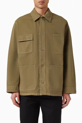 قميص بنمط جاكيت فضفاض قطن