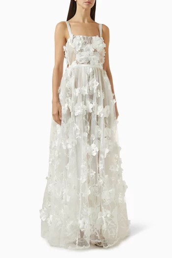 فستان انستازيا بزهور بارزة