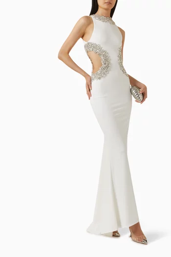 فستان سهرة كاميلا مطرز بأحجار الراين