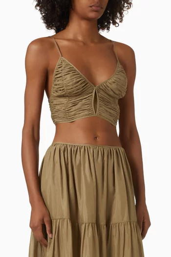 بلوزة ساوث بكشكش قطن وحرير فوال