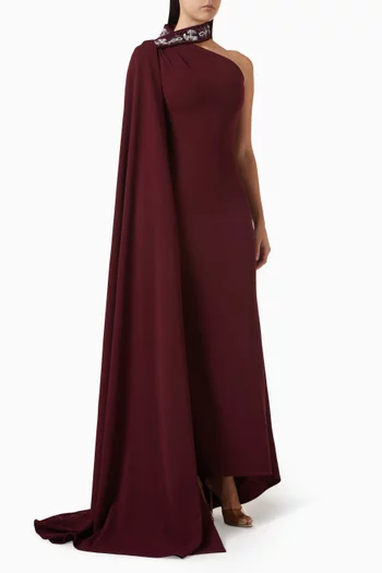 Sequin-embellished Cape Gown