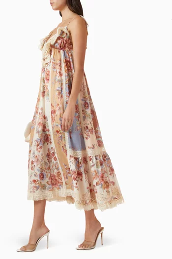 فستان اويكن بحواف دانتيل قطن