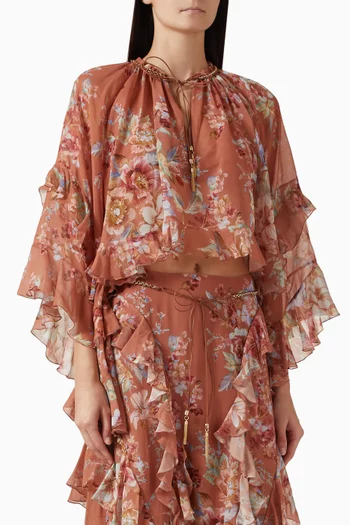 Awaken Ruffle Blouse in Cotton-silk Blend