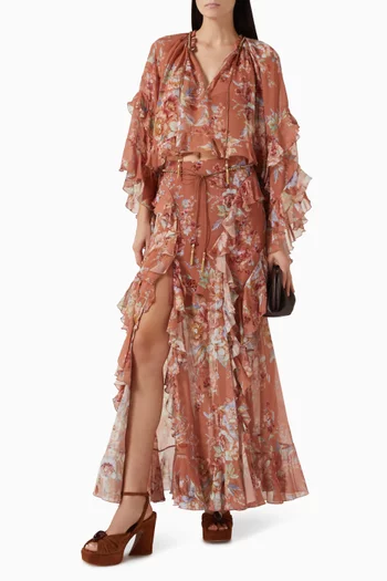 Awaken Ruffle Skirt in Cotton-silk Blend