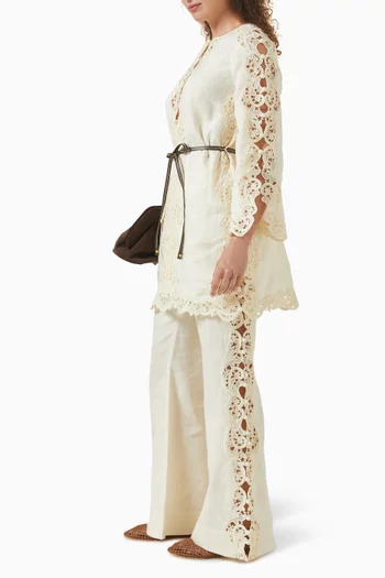 بنطال اويكن مطرز كتان