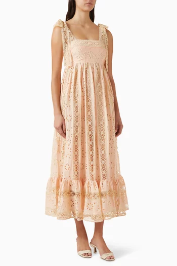 فستان اويكن طويل بنقشة مخططة قطن