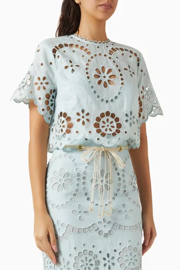 Awaken Embroidered Top in Linen